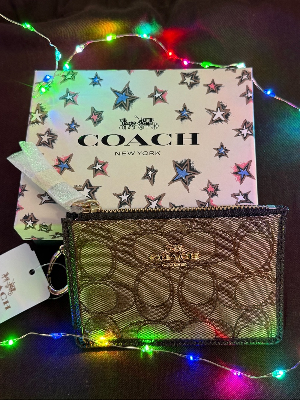 Coach Signature Canvas ID Card Case with Gold Hardware - Picture 9 of 9